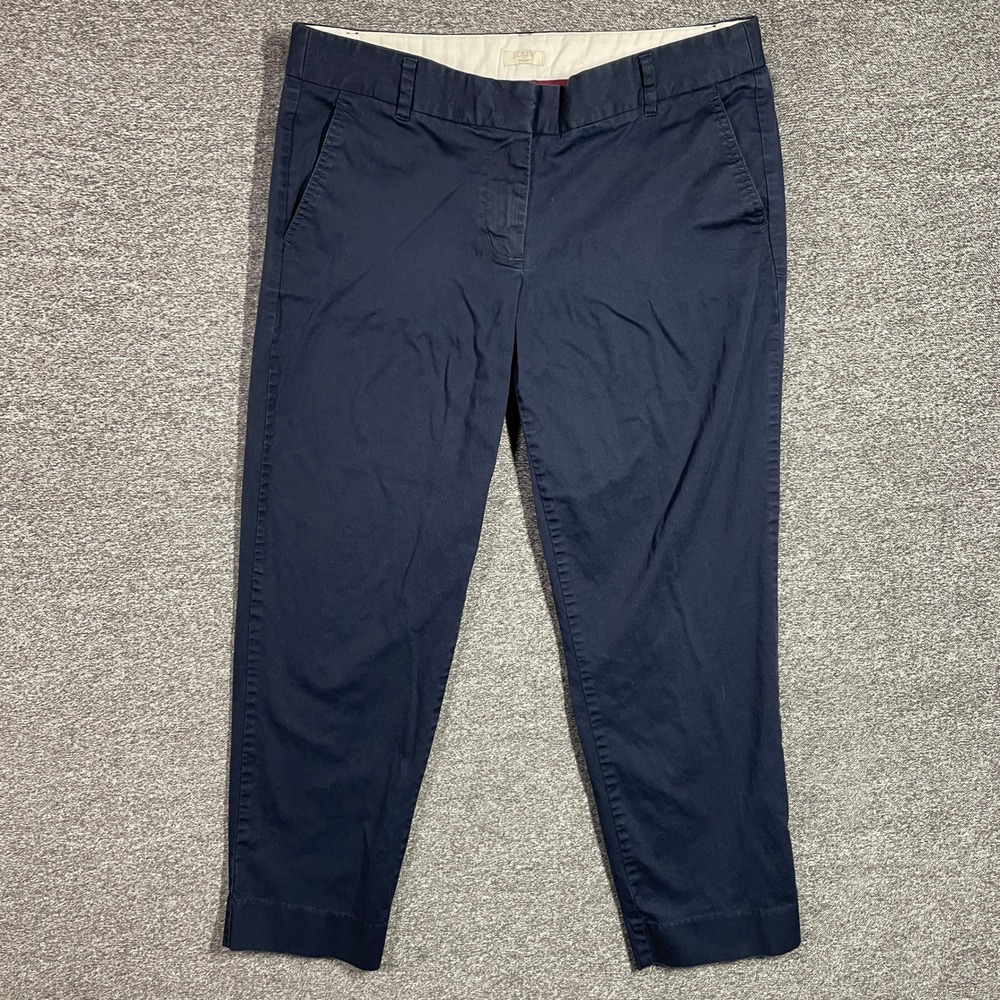 J.Crew Womens Navy Blue Stretch Chino Pants Size 8 Style Straight Leg